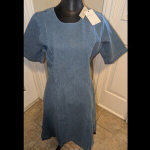 NWT Downeast Rozamond Blue Stonewash Denim Dress Womens Size XL